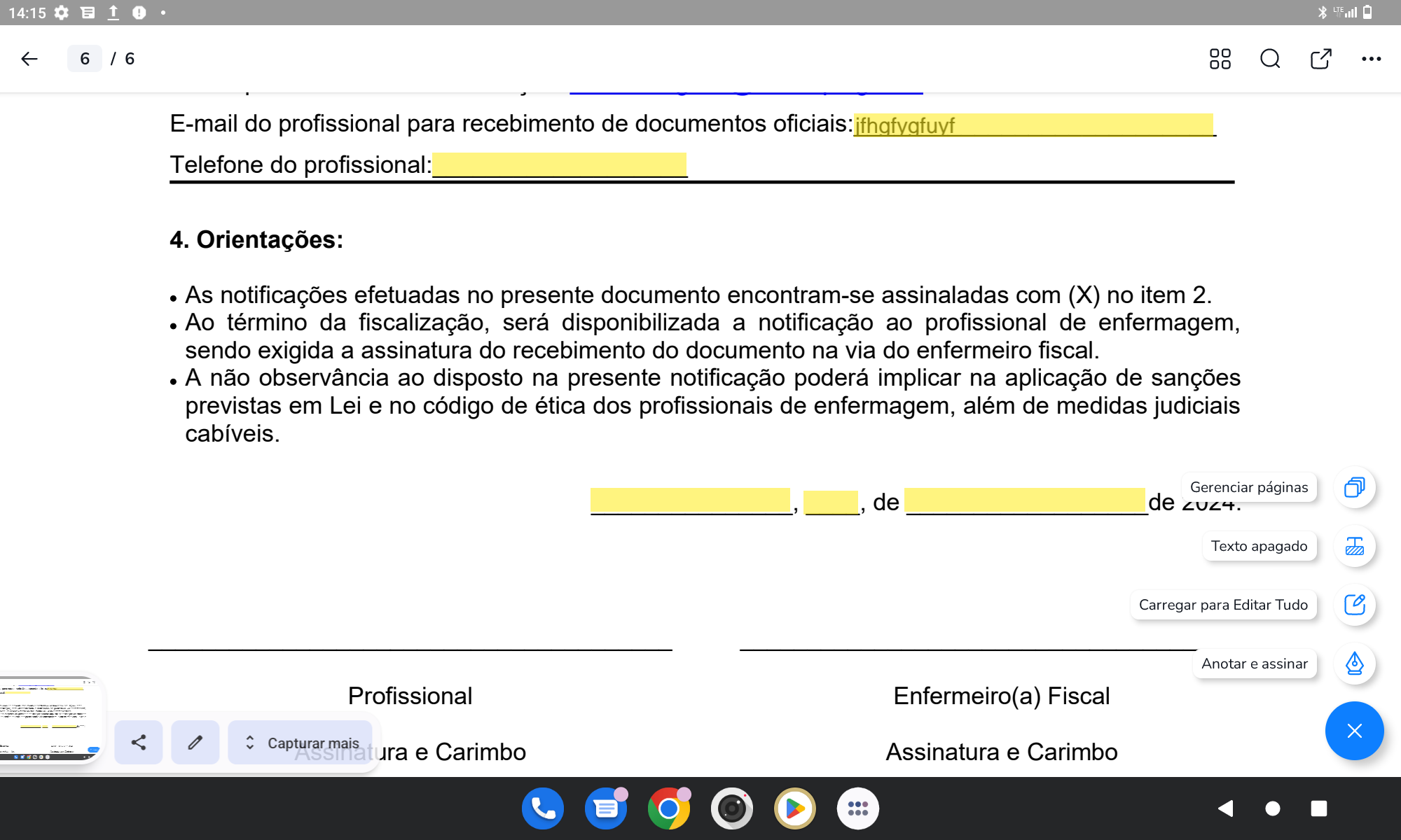 Selecione Anotar e assinar